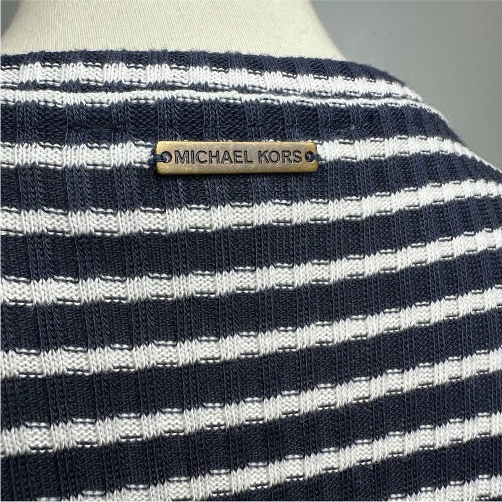 Michael Kors Knit Sweater Dress Navy White Stripe Classic Size L - Picture 5 of 13